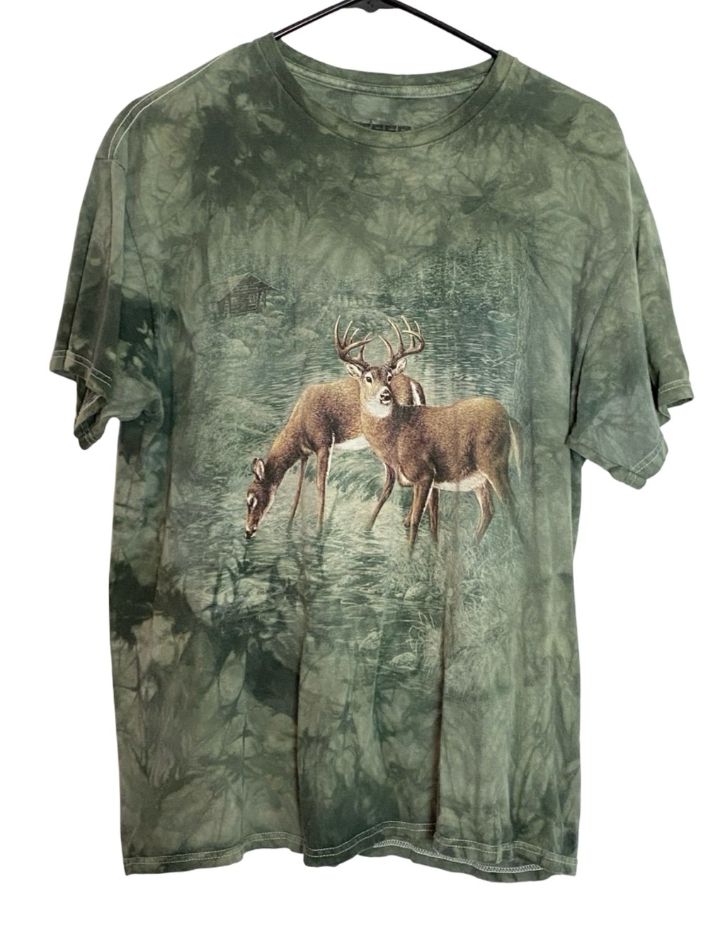 The Mountain Deer Cool Tee Tshirt Mens Unisex Size Large Animal Print C 21 L 27